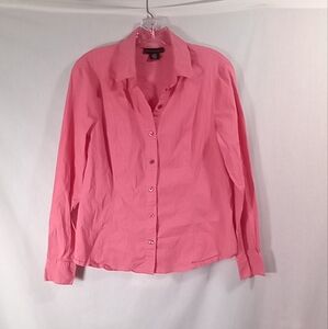 Apostrophe Pink Long Sleeve Button Down Shirt Size L